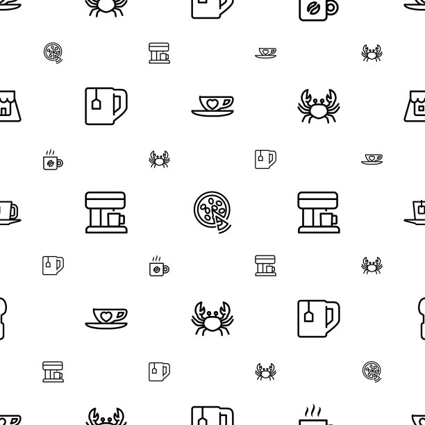 咖啡馆图标图案无缝白色背景图片下载