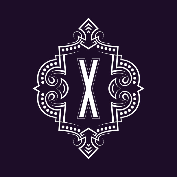 优雅的绣字设计与字母x业务图片下载