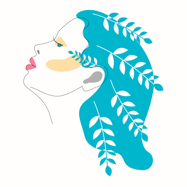 抽象的女性脸在一条线上图片下载