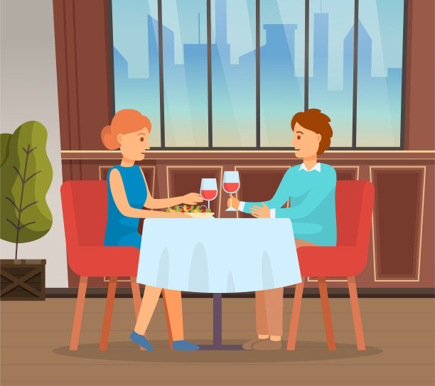 年轻夫妇有一个约会在餐厅相爱图片下载