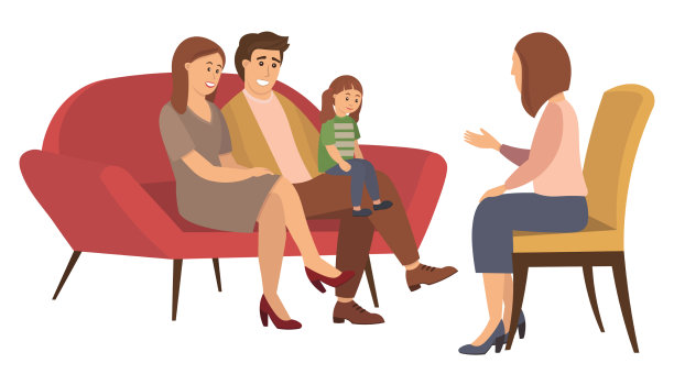 父母、孩子和女性之间的对话图片下载