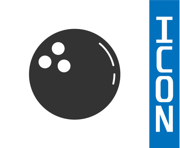 灰色保龄球图标孤立在白色上图片下载