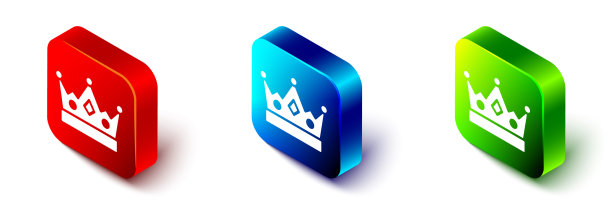 等距王皇冠图标孤立在白色图片下载