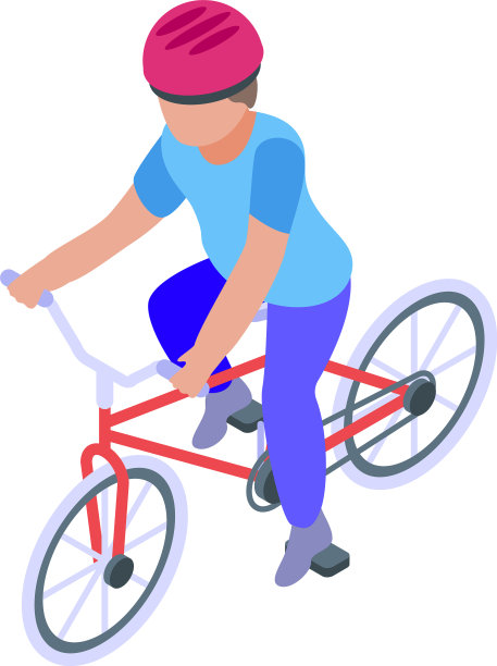 有趣的孩子骑自行车图标等距风格图片下载