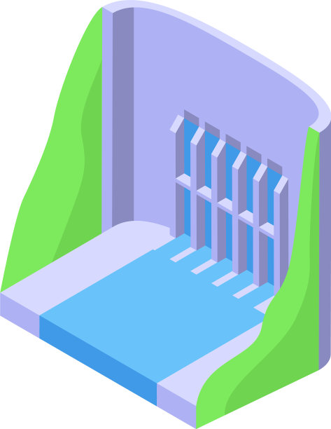 水能源大坝图标等距风格图片下载