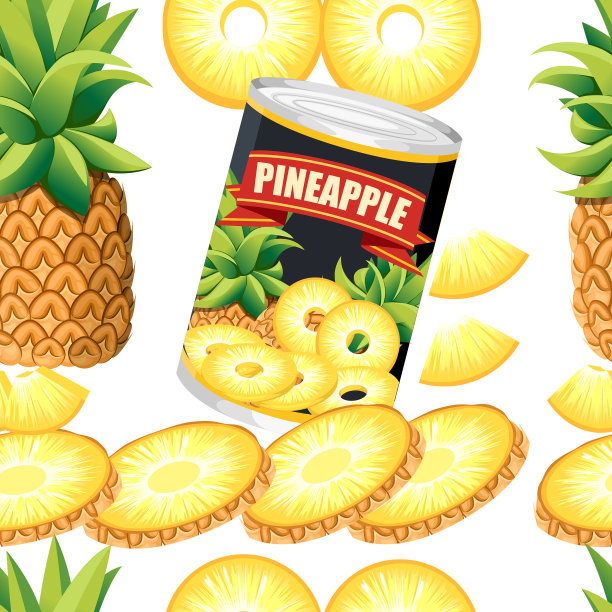 无缝图案菠萝铝罐罐装图片下载