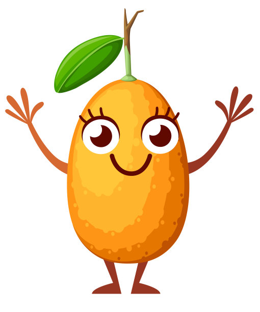 卡通人物设计椭圆形金橘配绿色图片下载