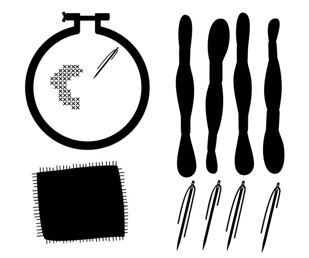 十字绣黑色剪影绣箍图片下载