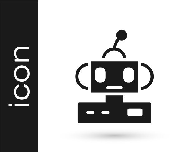 黑色机器人玩具图标孤立在白色背景图片下载