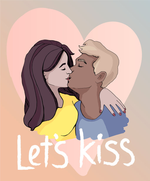 海报或明信片上有一个年轻的接吻助手图片下载