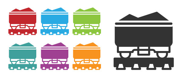 黑色的煤车图标孤立在白色上图片下载