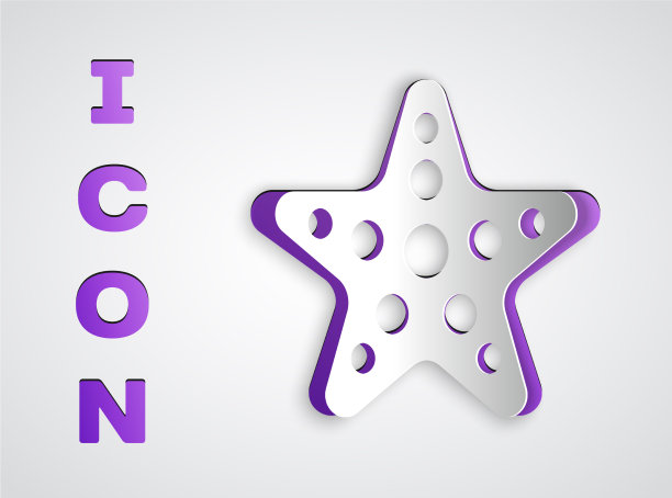 剪纸海星图标孤立在灰色图片下载