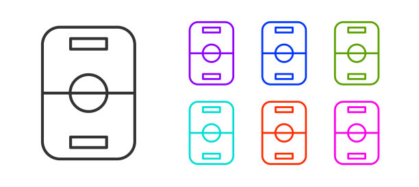 黑线曲棍球桌图标孤立在白色图片下载