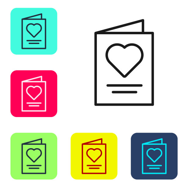 黑色线贺卡图标孤立在白色图片下载