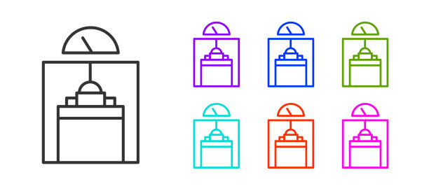 黑线电梯图标孤立在白色背景上图片下载
