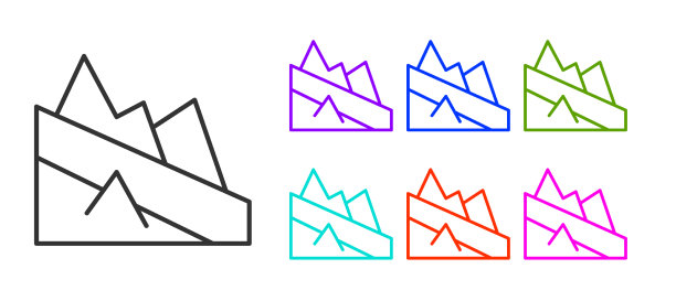 黑线山下降图标孤立在白色图片下载