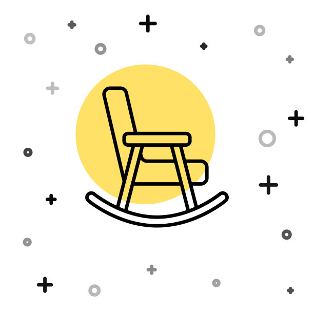 黑色线摇椅图标孤立在白色图片下载