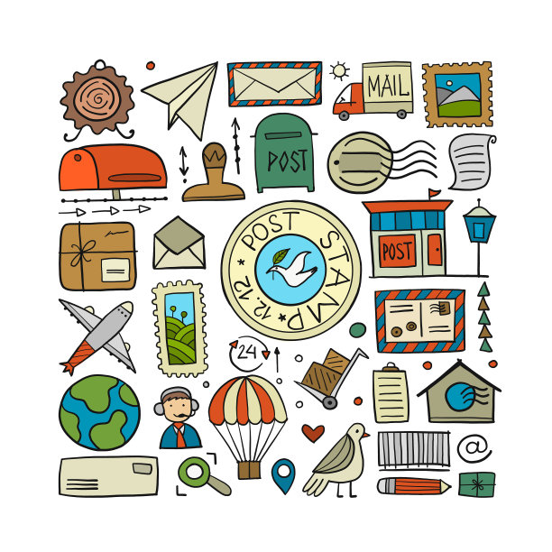 邮政图标收藏艺术背景图片下载