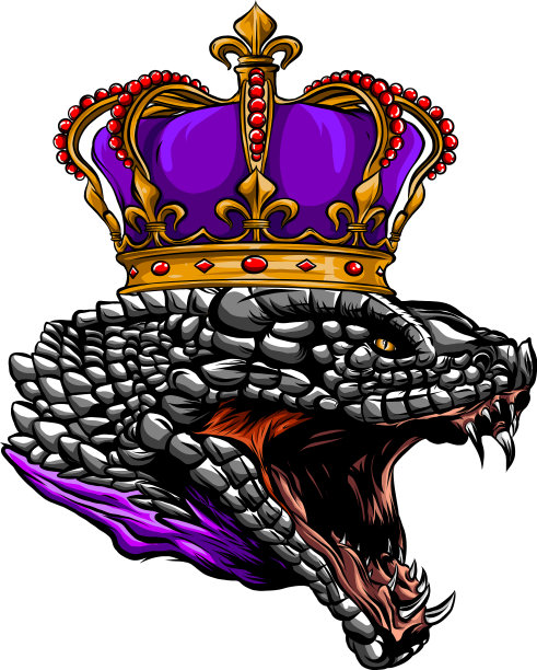 特写的黑色眼镜蛇上有一个金色的皇冠图片下载