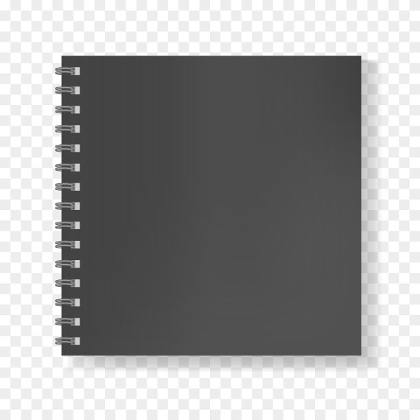 黑色方形现实笔记本上的螺旋模型图片下载