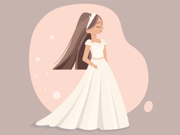 长头发的女孩是美丽的新娘图片下载