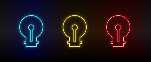 霓虹灯图标设置灯泡设置红蓝色图片下载