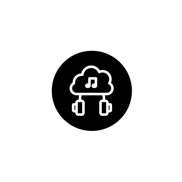 云音乐流媒体图标在黑色圆形风格图片下载