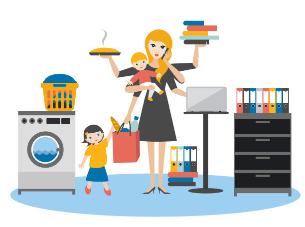 多任务女性，母亲，商人和婴儿图片下载