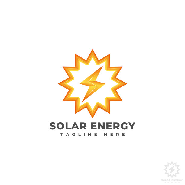 太阳能标志与太阳和闪电的概念图片下载