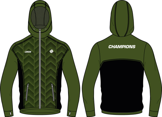 长袖运动帽衫夹克设计模板图片下载