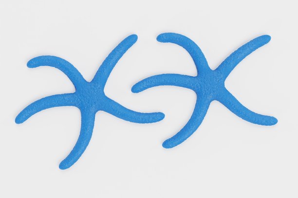 现实的3D渲染的蓝色海星图片下载