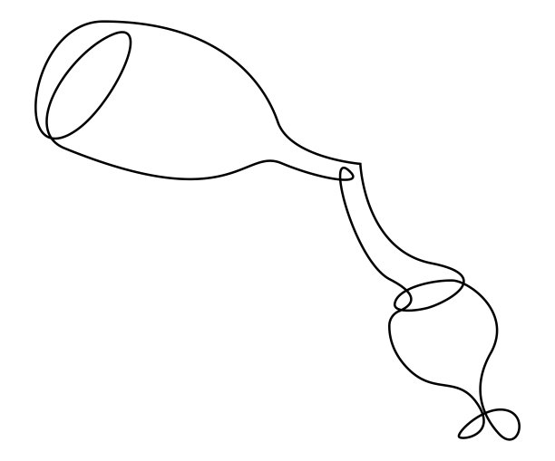 连续的线条画。酒瓶和玻璃轮廓。黑色轮廓向量。图片下载