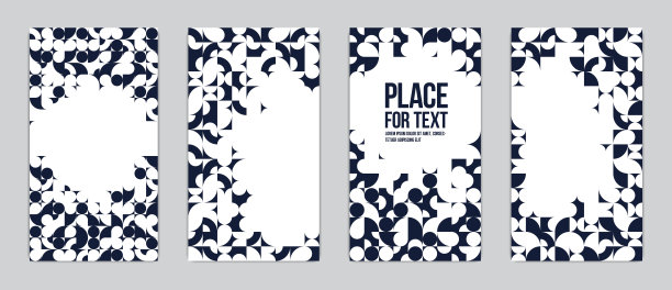 几何设计涵盖向量集，黑色和白色模块化构造器设计背景，传单模板复古70年代风格，艺术模式方形和圆形形状。图片下载