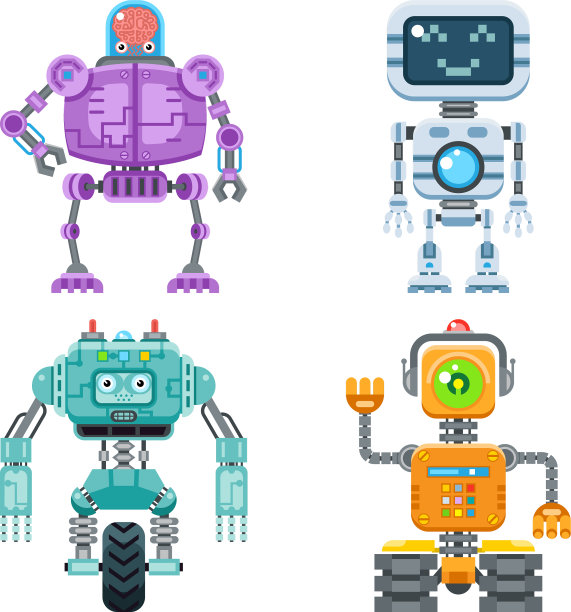 机器人平面图标集图片下载
