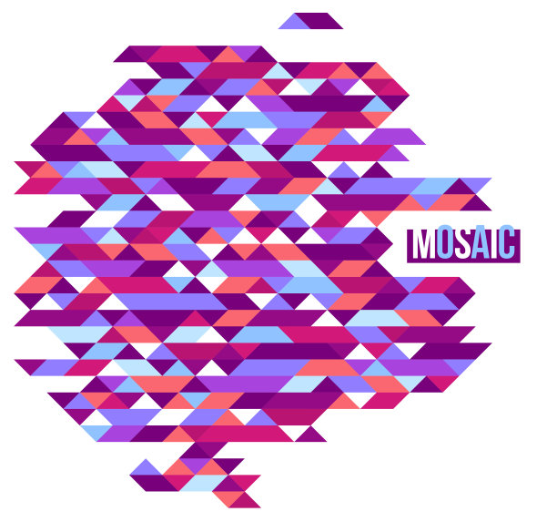 抽象明亮的蓝色和红色马赛克矢量背景，艺术设计元素时尚现代风格图形，纹理图案美丽的数字艺术。图片下载