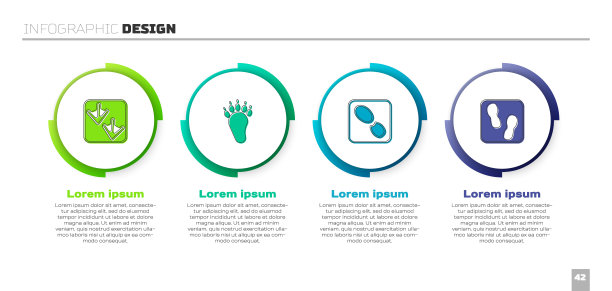 设鹅爪印、熊爪印、人爪鞋印等。业务信息模板。向量图片下载