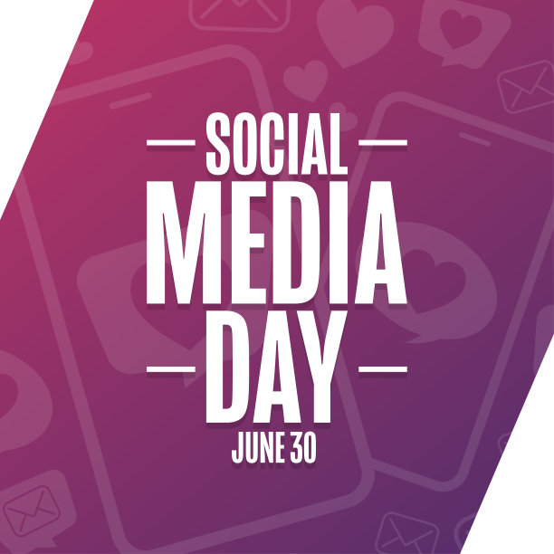 社交媒体的一天。6月30日。节日的概念。模板的背景，旗帜，卡片，海报与文字题词。向量EPS10插图。图片下载