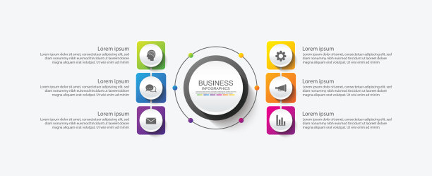 演示业务信息图模板彩色有6个步骤图片下载