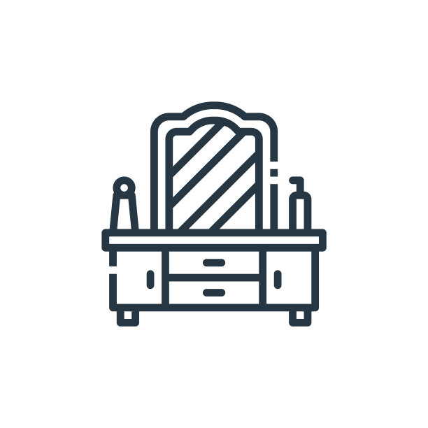 梳妆台图标向量家具概念。梳妆台可编辑笔触的细线插图。梳妆台线性标志使用在web和移动应用程序，标志，印刷媒体。图片下载