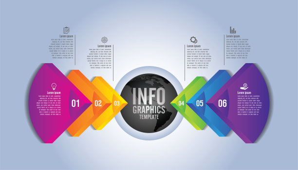 演示业务信息图模板彩色有6个步骤图片下载