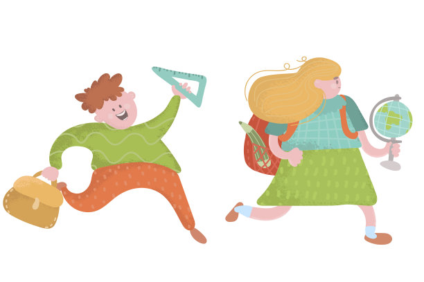 快乐的男学生和女学生。两个背着书包的快乐学生。一对年轻的时尚青少年背包孤立在白色的背景。男生和女生图片下载