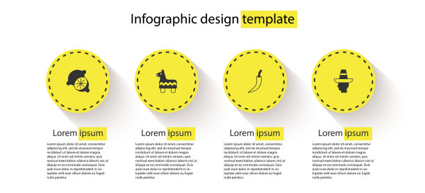 设置酸橙，皮纳塔，辣椒豆荚和墨西哥男子宽边帽。业务信息模板。向量图片下载