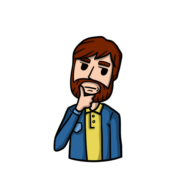 体贴的男人手托着下巴。爱幻想和沉思的家伙。怀疑的姿态。复杂的问题。解决问题。怀疑和不信任。卡通手绘素描。沉思和渴望的情绪图片下载