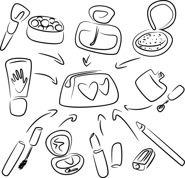 轮廓素描化妆包装饰化妆品图片下载