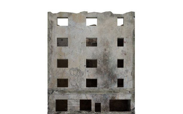 废弃的城市建筑孤立在白色3d插图图片下载