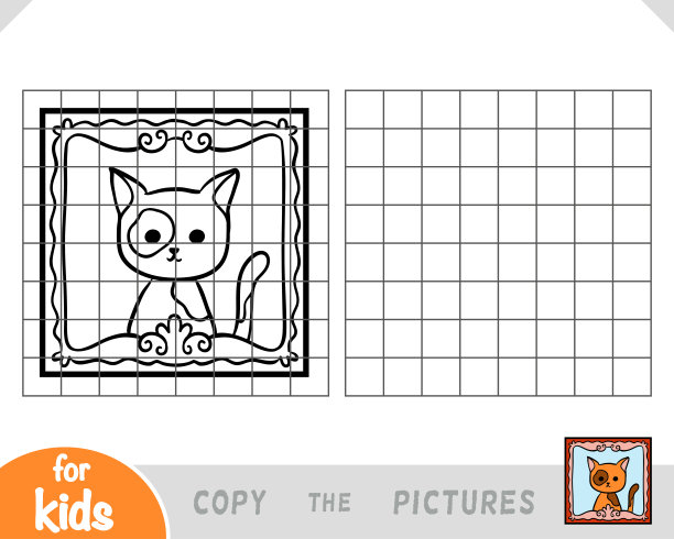 复制图片，儿童教育游戏，相框猫照片图片下载