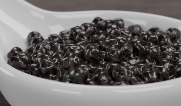 逼真的3D渲染黑鱼子酱图片下载