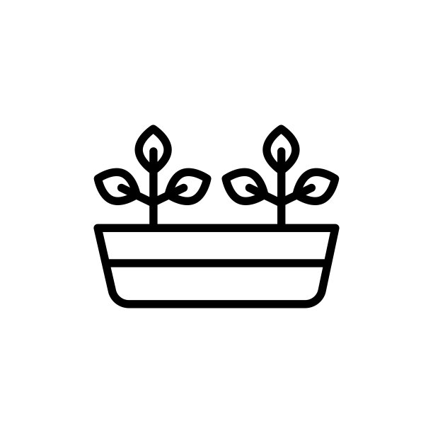 盆栽植物线条图标。孤立的向量元素。图片下载