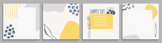 具有抽象形状和线条艺术的可编辑的现代社交媒体帖子。极简抽象有机背景。为社会媒体设置当代的横幅。矢量图图片下载