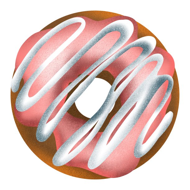 手绘可爱的美味的粉色甜甜圈孤立在白色的背景。用于菜单，餐厅，印刷，海报，卡片，邀请，广告图片下载